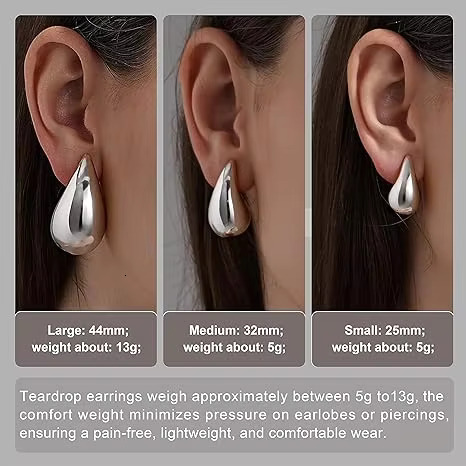 Fashion Big Large Tear Drop Stainless Steel Earrings Gold Plated Earring for Women Jewelry
