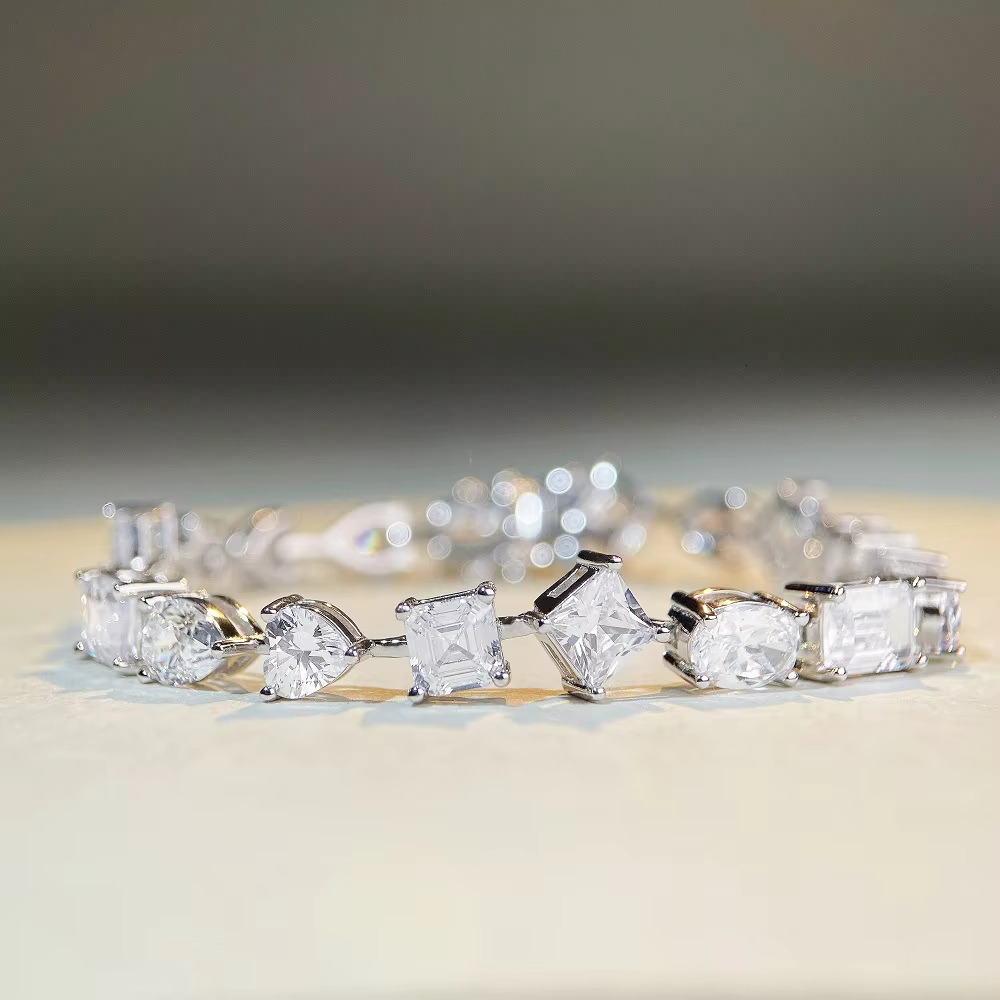 Sterg Sier Bracelets Fine Jewelry D VVS1 Moissanite Tennis Bracelet for Men Women