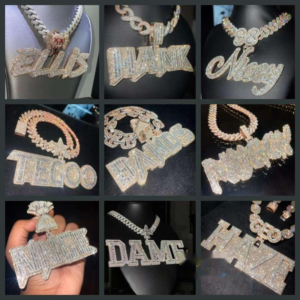 Necklaces Hip Hop Fine Jewelry Face Pendant VVS Moissanite Dia Necklace Custom 3D Iced Out PendantMoissanite Set With Dias