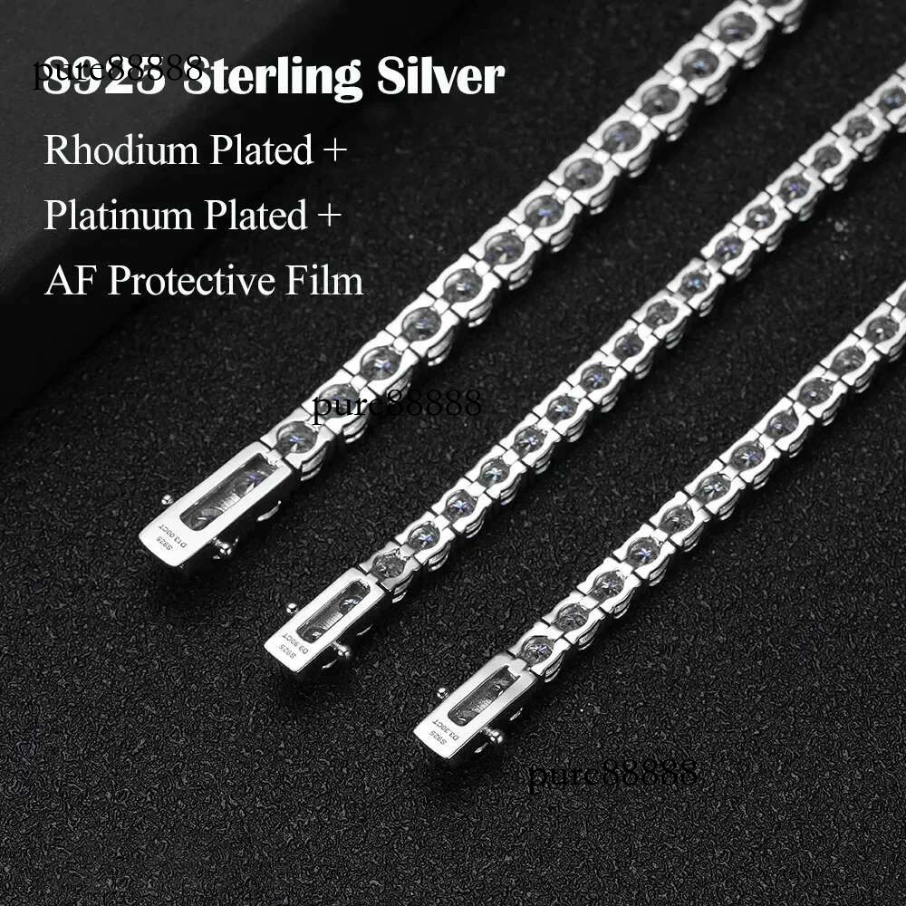 3/4/5MM Moissanite Tennis Bracelet for Women Men White Gold Plated Sterg Sier Certified All Dia Bracelets GRA