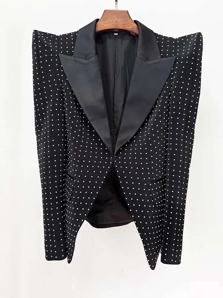 Spring 2025 New Shrug Shoulder Decoration With White Dot Slim Suit Handmade Pearl Nail Bead Mini Skirt Jacket For Women