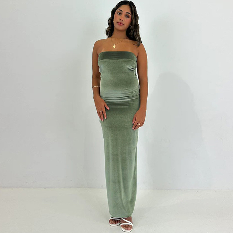 Women's Clothing New Summer New Product Fashionable Temperament Slim Fit Solid Color Strapless Dress