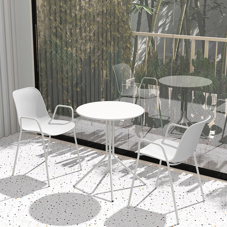 Scandinavian simple coffee table milk tea store iron tea table balcony small round table office negotiation table outdoor leisure table