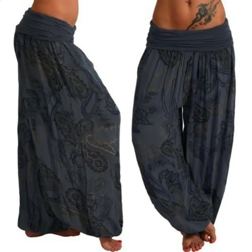 Women Boho Loose Pants Paisley Print High Waist Ankle Tied Harem Baggy Long Bloomers Trousers Female Pantalones w250228