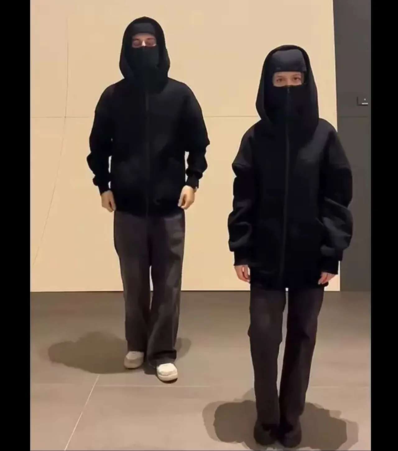 Balaclava Hoodies Fashion Integrated Double Layer Warm Windbreak Zip Up Hoodie Y2k Vintage Hip Hop Ninja Sweatshirt Streetwear