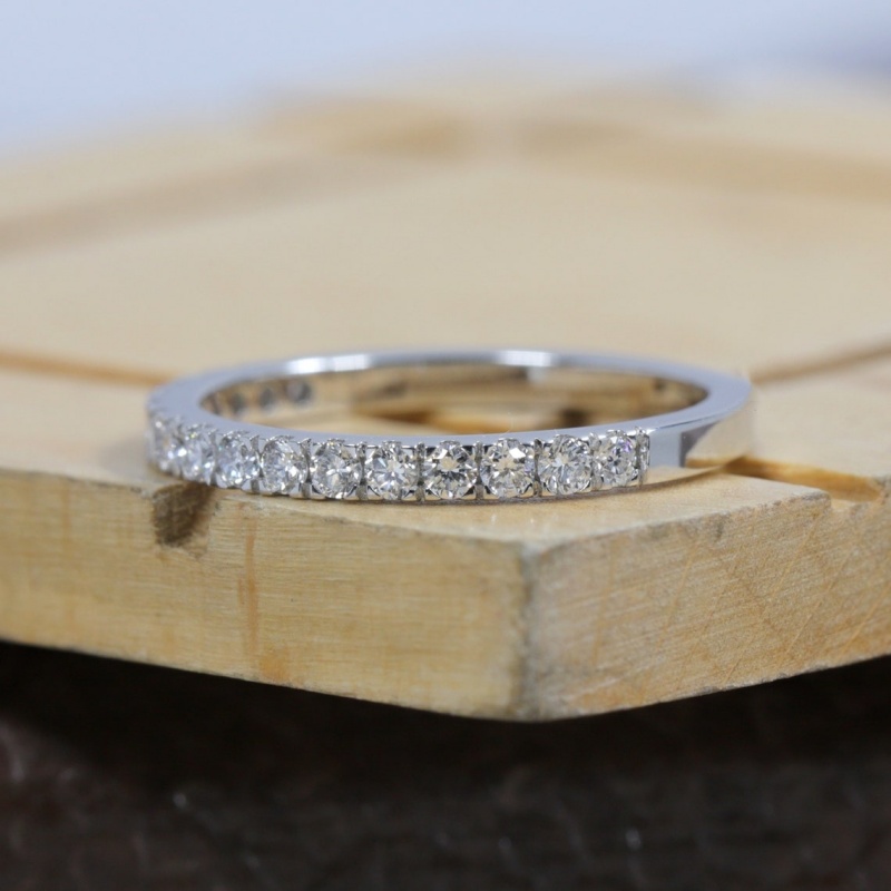 Jewelry 18K White Gold Half Prong Set 1.7MM Lab Diamond Eternity Women Wedding Ring Match Gold Ring Certificat Stackable Ring