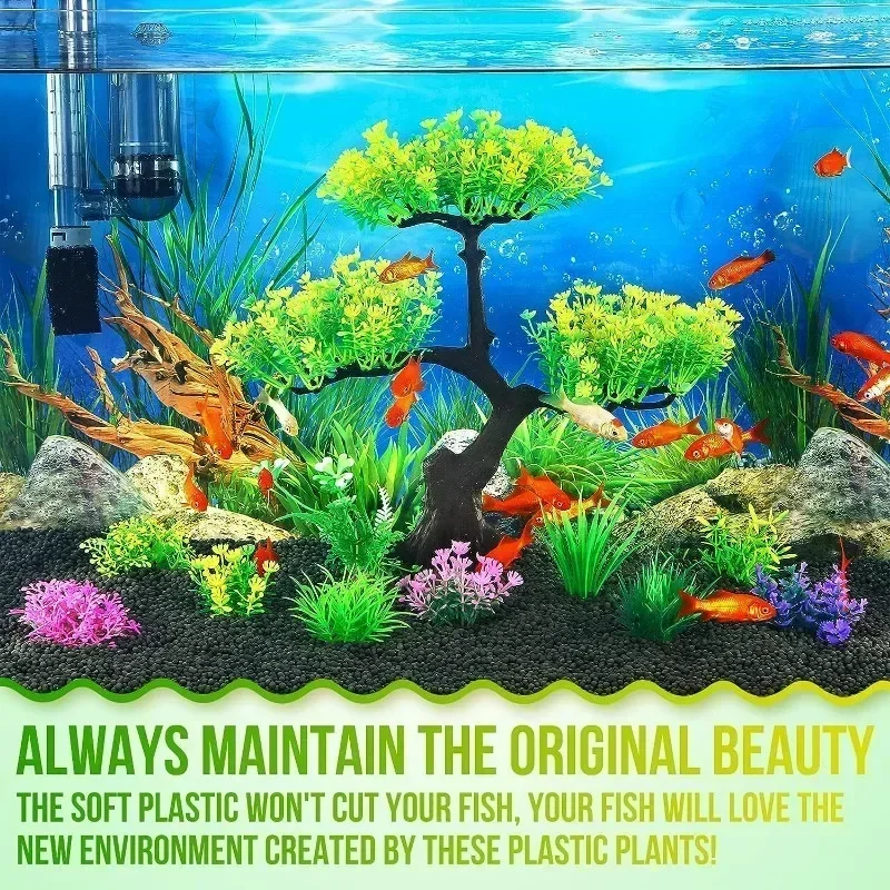1Set Aquarium Artificial Plastic Plants Decoration Goldfish Tank Betta Fish Tank Plants Water Weeds Ornament Aquarium Decor
