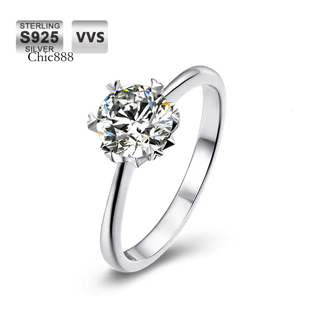 KRKC Wedding Rings Jewelry Women Real Sier VVS Moissanite 1 Ct Lab Grown Eternity Dia Engagement Ring
