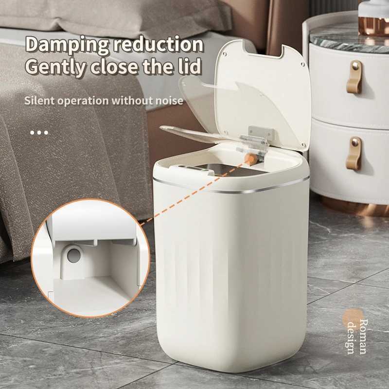24L Smart Trash Can with UV Light Autatic Sensor Trash Can Smart Garbage for Kitchen Bathroom Toilet Wastebasket with Lid Y250301
