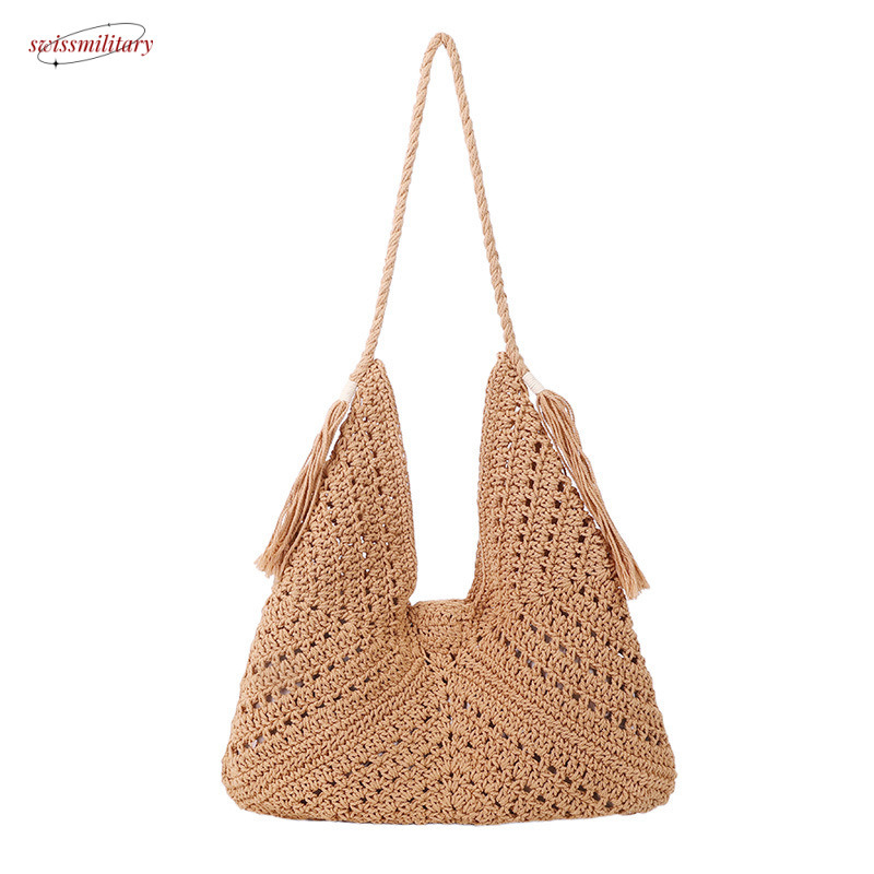 New 2025 Knitted for Summer Beach Vacation Versatile Women's Large Capacity Shoulder Bag #swissmilitary