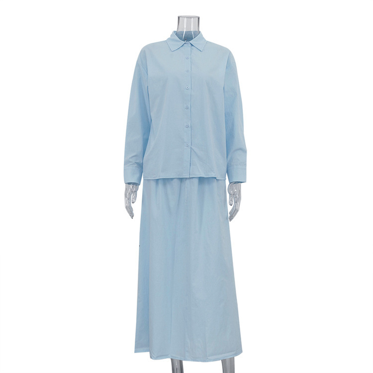 New4 Women's New INS Style Long Sleeved Shirt And Skirt Two-Piece Set With Temperament Commuting Suit