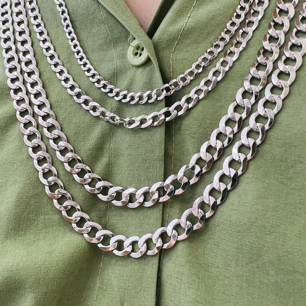 Men's Sterg Italian Cuban Curb Necklaces for Men Women Solid Sier Figaro Chain Layering Necklace
