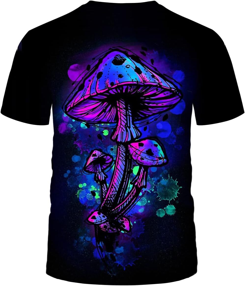 Mens T shirt Men's Hippy Mushroom T-Shirt Novelty Graphic Fashion Tee Shirts tee Casual tops summer clothes