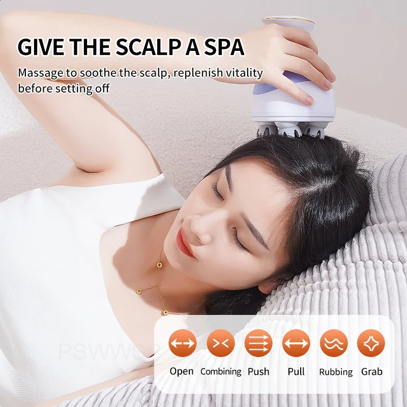 Electric Head Massager Wireless Kneading Scalp Massager Hair Growth Body Therapy Neck Shoulder Vibration Machine Head Scratcher 250221