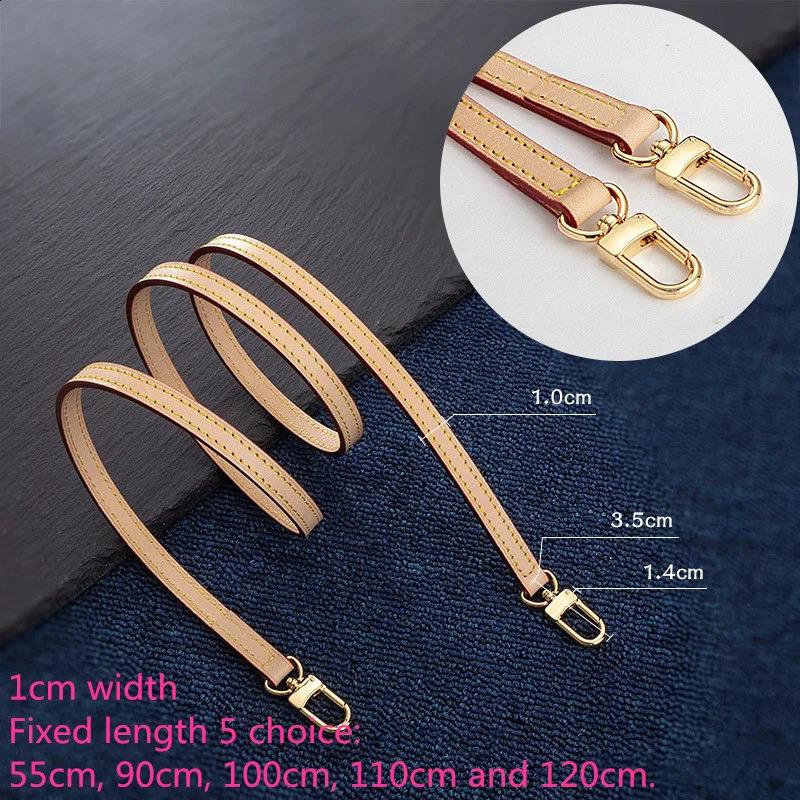 1cm Width Genuine Vachetta Leather Non-adjustable Bag Strap Shoulder Belt For er Women Handbag Lady Pochette 59-120cm Long 250227
