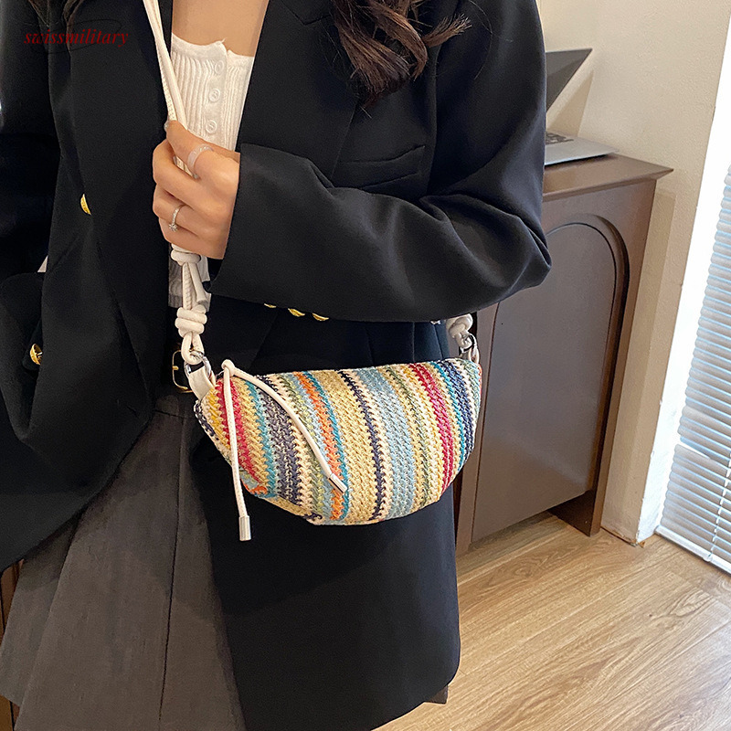 Handmade for women trendy summer crossbody popular beach vacation shoulder grass woven bag #swissmilitary