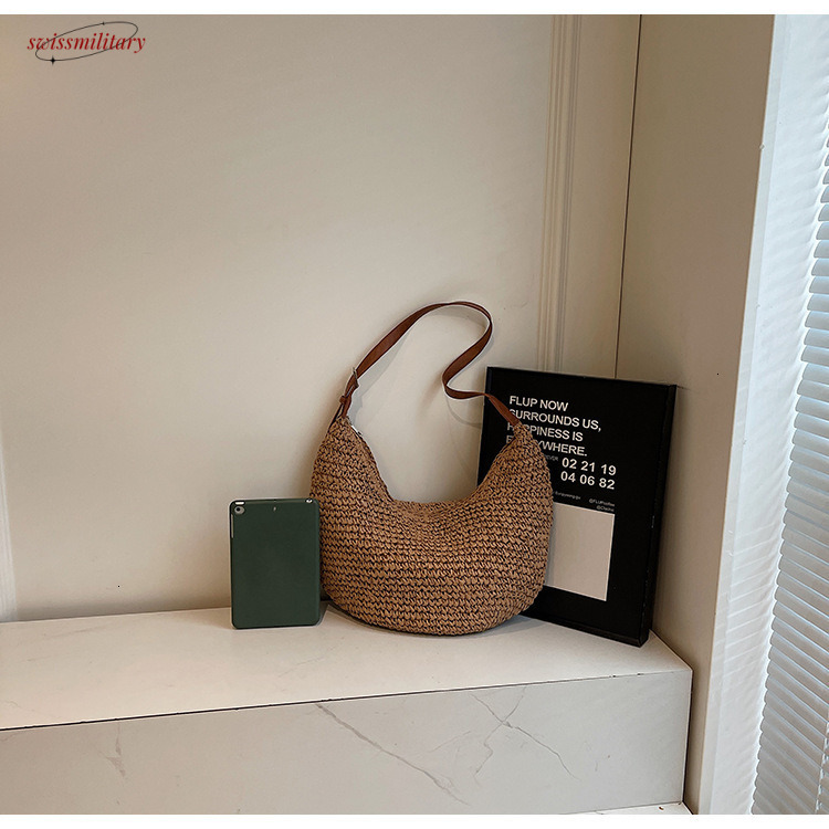 Summer Seaside Woven for Women 2025 New Large Capacity Versatile Single Shoulder Crossbody Fashion Commuter Tote Bag #swissmilitary