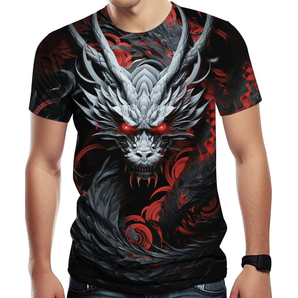Mens T shirt Novelty Dragon Graphic T-Shirts for Men 3D Animal Printed Shirts Summer Top tee Casual tops summer clothes fashion