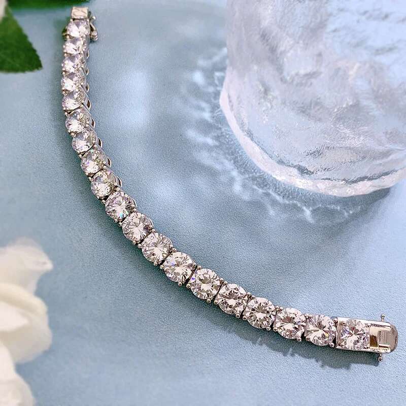 SpringLady Gold Plated 8MM Created Sapphire Dia Tennis Chain Bracelet Sterg Sier Hiphop Rock Jewelry