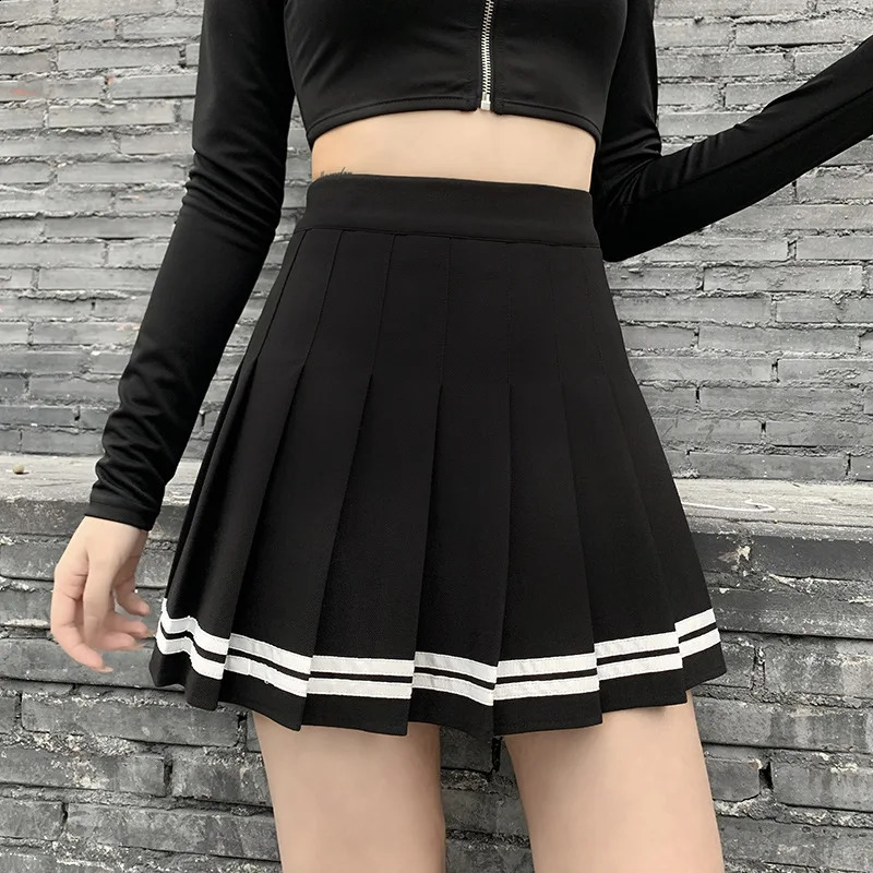 Vintage Korean Style Patchwork Skirt Harajuku JK Black Pleated Skirts Gothic Streetwear High Waist Mini Skirt Women Punk Skirt 250224