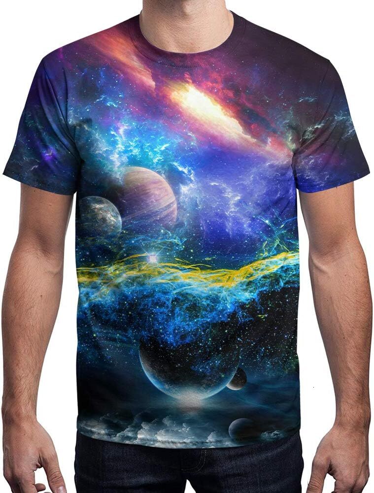 Mens T shirt Unisex 3D Print Shirts Colorful Space Graphic Tees for Men Women Teens tee Casual tops summer clothes starlit sky