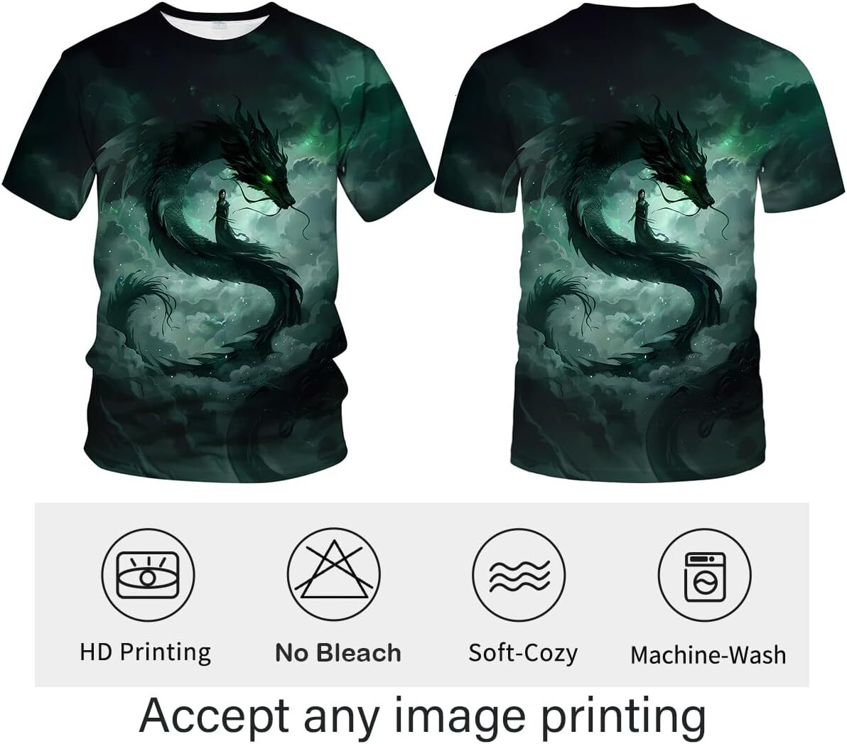 Mens T shirt Traditional Chinese Dragon T-Shirt Funny Anime Graphic Tee Shirt tee Casual tops summer clothes cool green