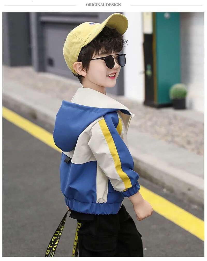 Ddmyshoesvip Boys Windbreaker Jackets Spring Autumn Big Kids Hooded Cardigan Coats Children Clothes Casual Sportwear Outerwear Years