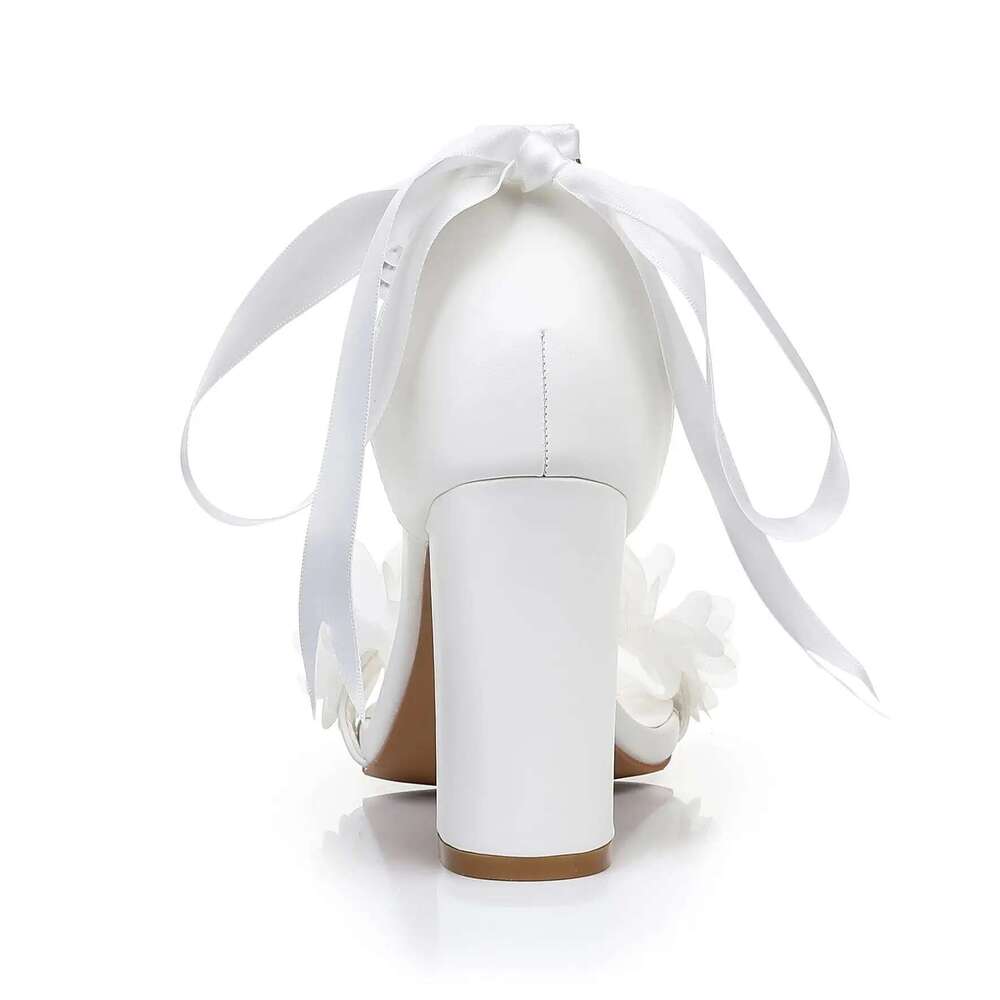 Women Crystal Queen White wer Beaded Dia High Heels Summer Shoes Peep Toe Buckle Strap Square Sandals