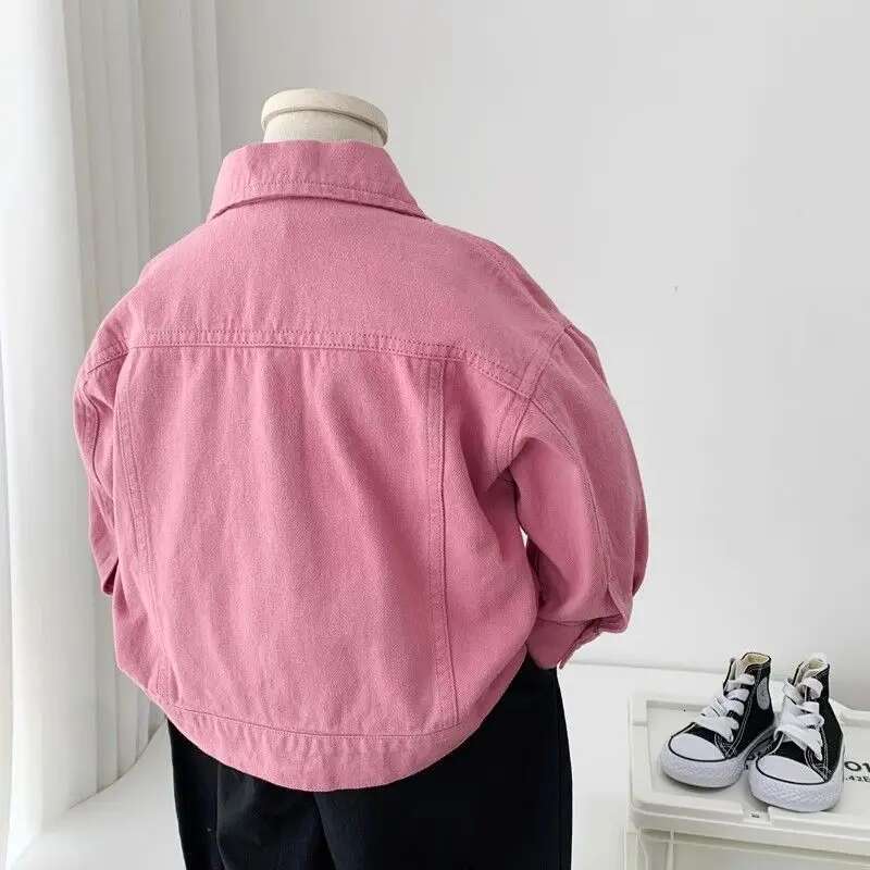 Ddmyshoesvip Boys Girls Denim Cotton Jackets Pink Laple Tops Spring Autumn New Fashion Sweet Cute Coat Jacket Baby Girl Clothes Yrs