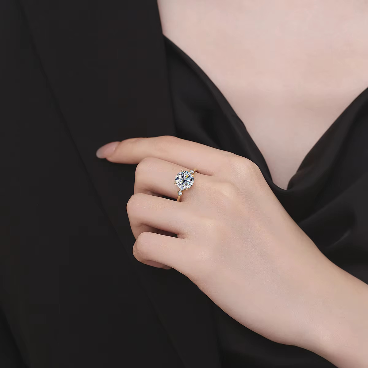 New Trendy 3ct D Color Moissanite Rings Sterg Sier Fine Jewelry for Women and Girls Romantic Wedding Engagement Gift