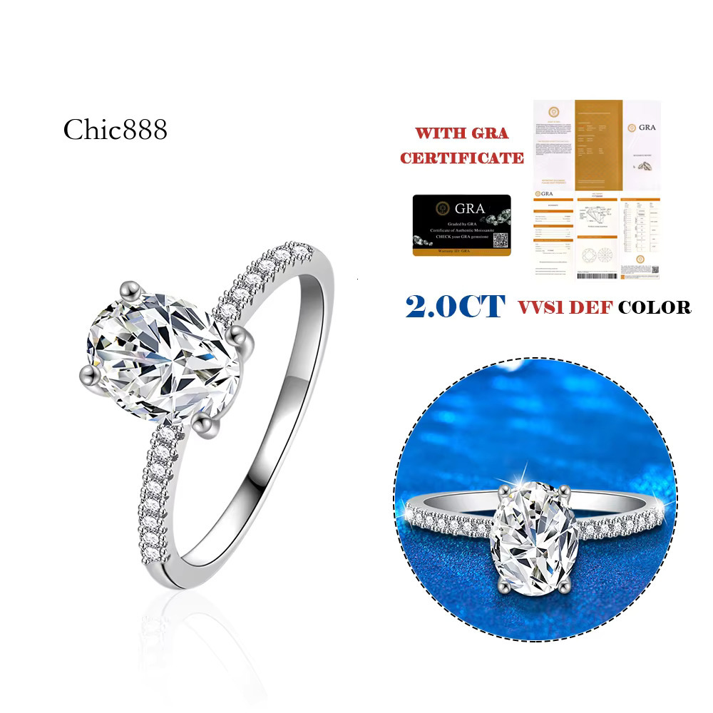 Oval Cut Moissanite Ring S Sterg Sliver Plated Wedding Engagement Rings for Women