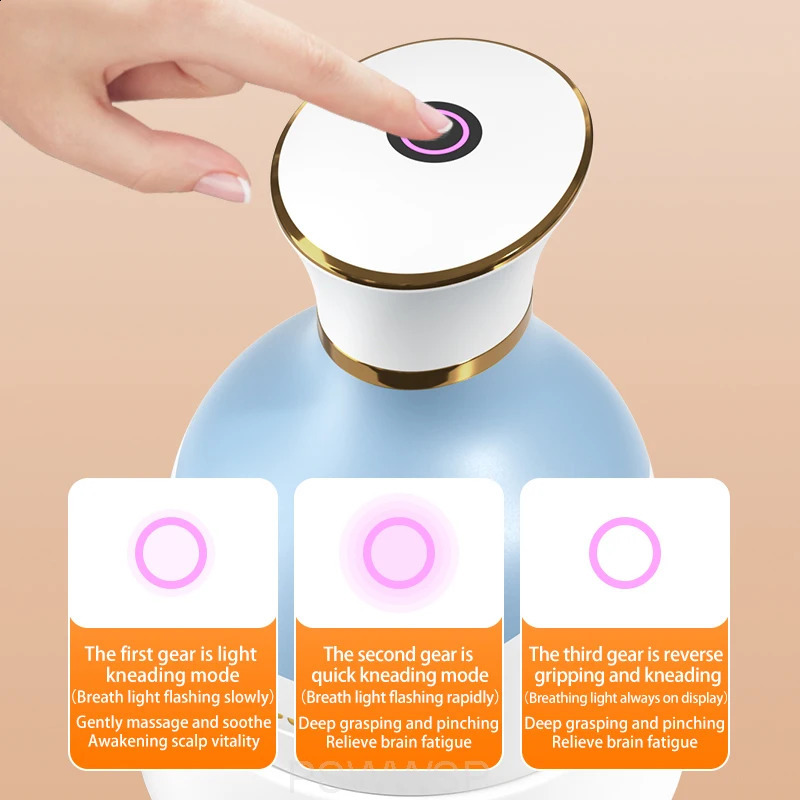 Electric Head Massager Wireless Kneading Scalp Massager Hair Growth Body Therapy Neck Shoulder Vibration Machine Head Scratcher 250221