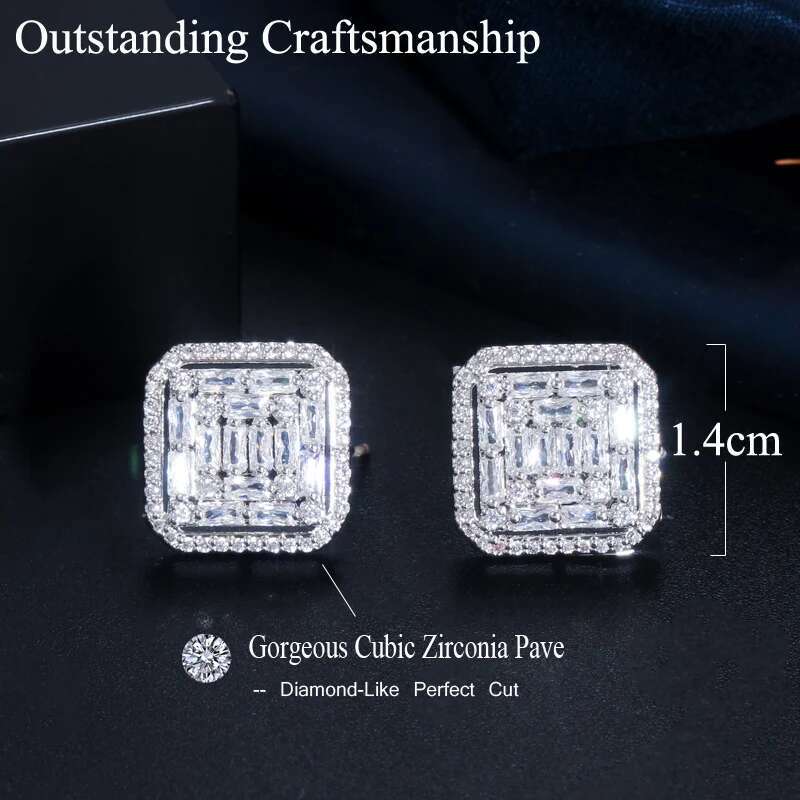 CWWZircons 2022 New Fashion Cubic Zirconia Big Square Stud Earring for Women Jewelry Wedding Brincos Boucle D'oreille CZ730