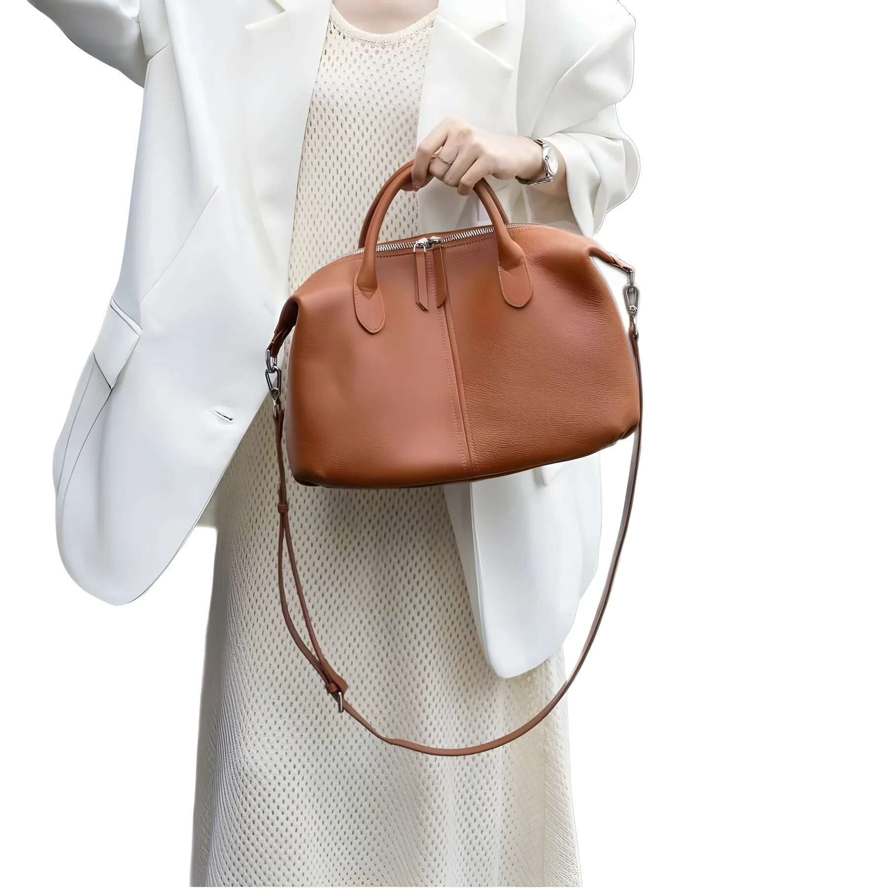 Genuine Leather Handbag Women's Crossbody Lightweight Large Capacity Single Shoulder Bag For Commuting Travel