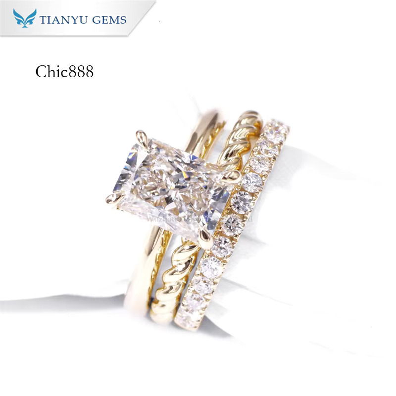 Tianyu Marriage Cvd Engagement Solid Real 10k 14k Custom Lab Grown Dia Gold Wedding Rings Set for Women With Certificate