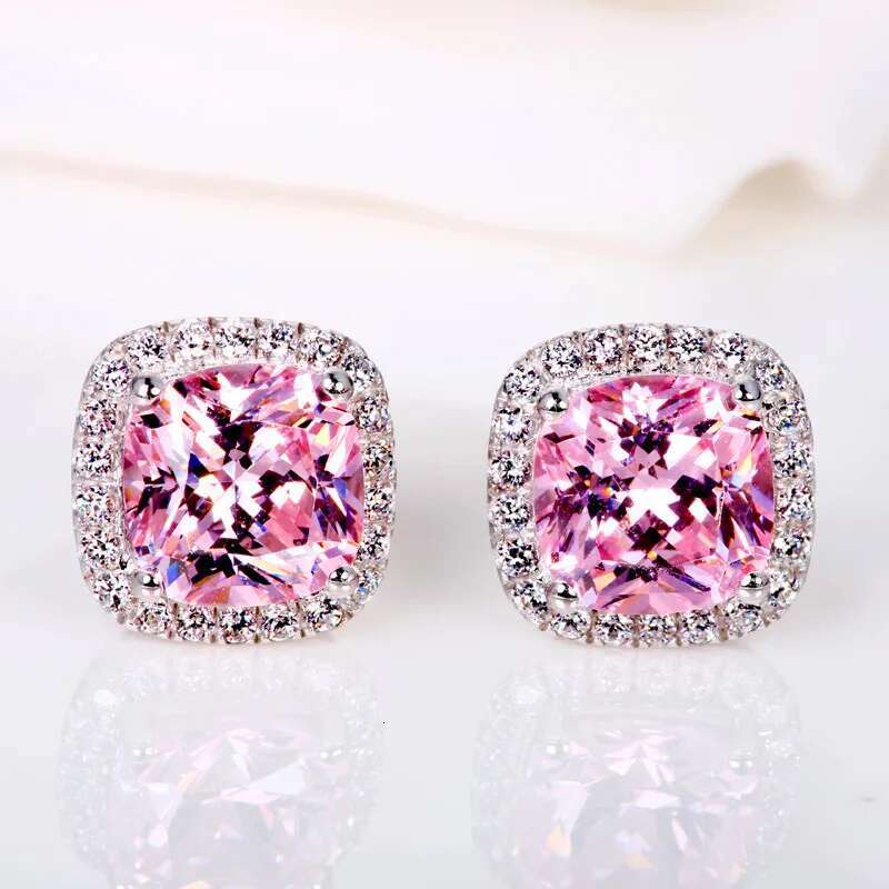 Female Crystal Zircon Stone Fashion Sier Color Yellow Double Stud Earrings For Women