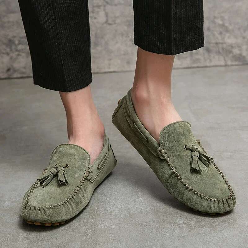 Loafers Soft Moccasins High Quality Spring Autumn Genuine Leather Men Warm Flats Driving Shoes