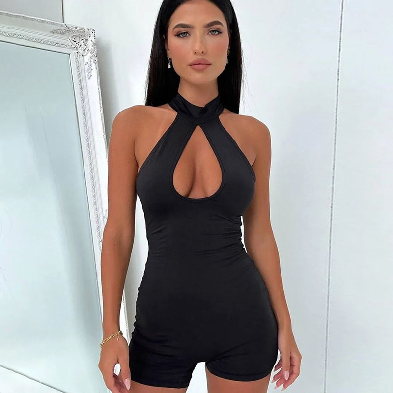 New And Sexy Hollow Out Slim Fit Round Neck Sleeveless Jumpsuit For Women's Fashion In Spring New