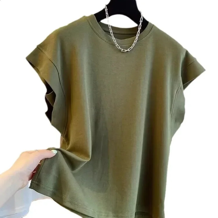 Korean-style Sensibilityniche Mens Short-sleeve T-shirt Loose-fit Shoulder Vest Unsleeved Body Conjure Summer Trendy 250228