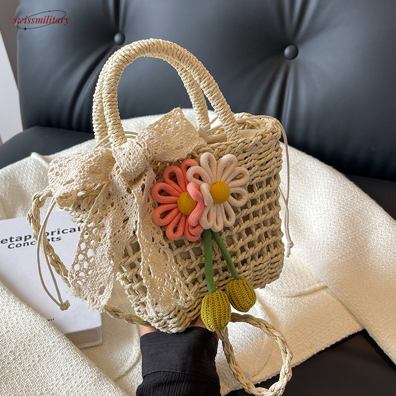 Summer handmade 2025 new fashionable grass woven crossbody bag, niche vacation beach bag for women #swissmilitary