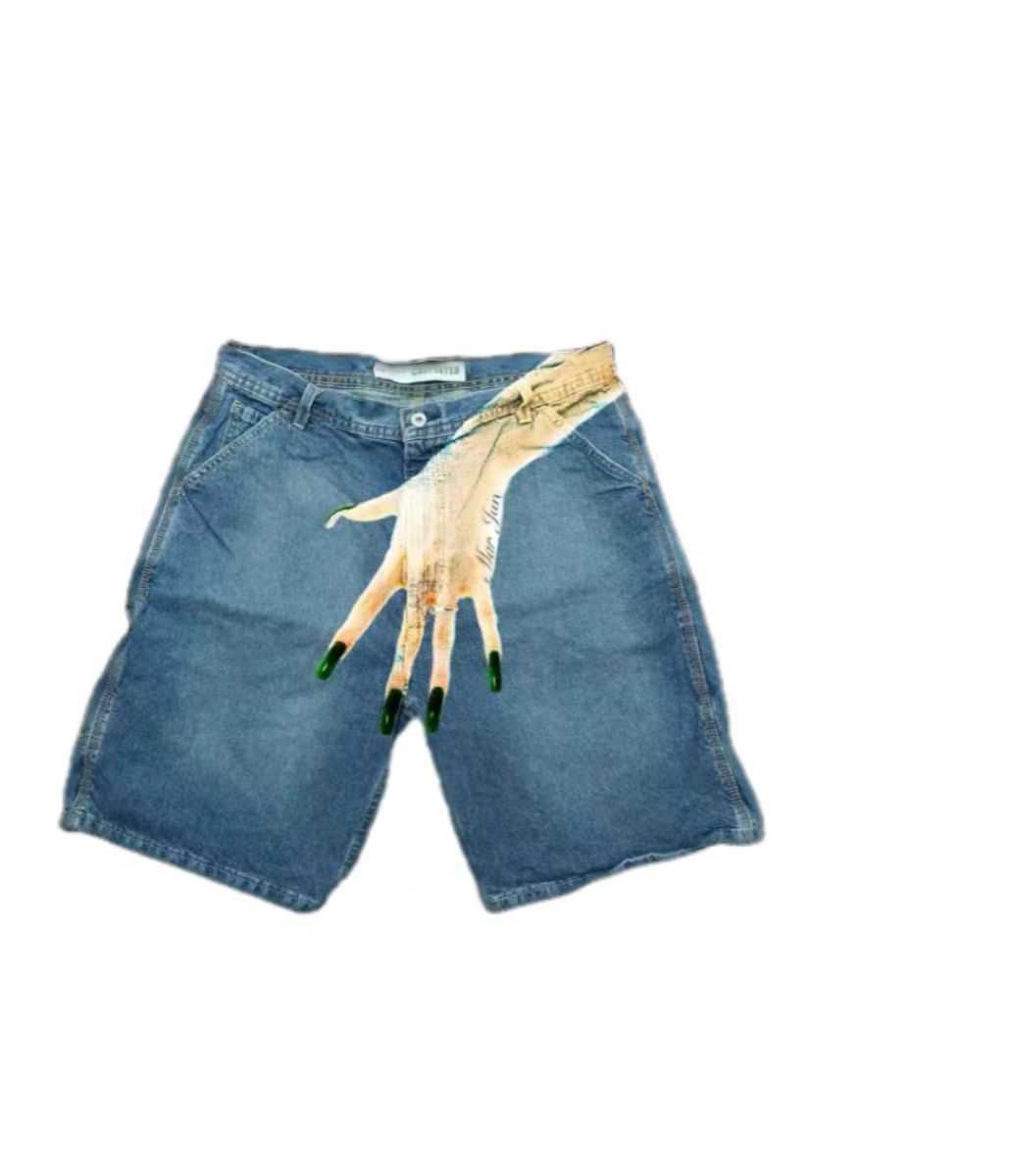 Y2k Harajuku Street Fashion Beaded Letter Embroidery Oversized Denim Shorts Men High Street Fashion Brand High Waist Jeans WomenX240914