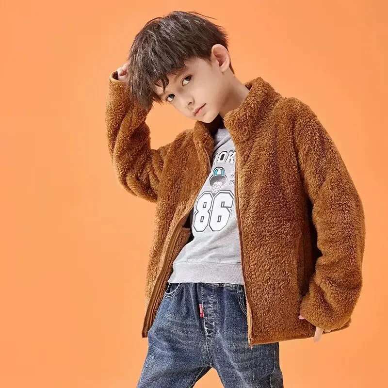 Ddmyshoesvip Children S Fleece Jacket Winter Thickened Warm Coats For Boys Girls Coral Veet Windbreaker Teenager Outerwear Baby Outfits