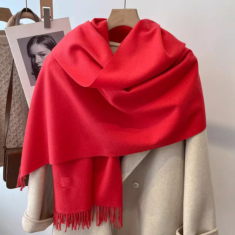 K021 Scarf women autumn and winter Korean style long versatile shawl high-grade imitation cashmere solid color thickened beige neck scarf