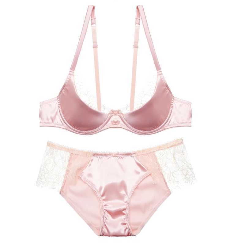 New Lingerie Underwear Bras Lace Cups Thin Set Adjusted Pink Black Red Brassiere Panties For Elegant WomenXJ250301