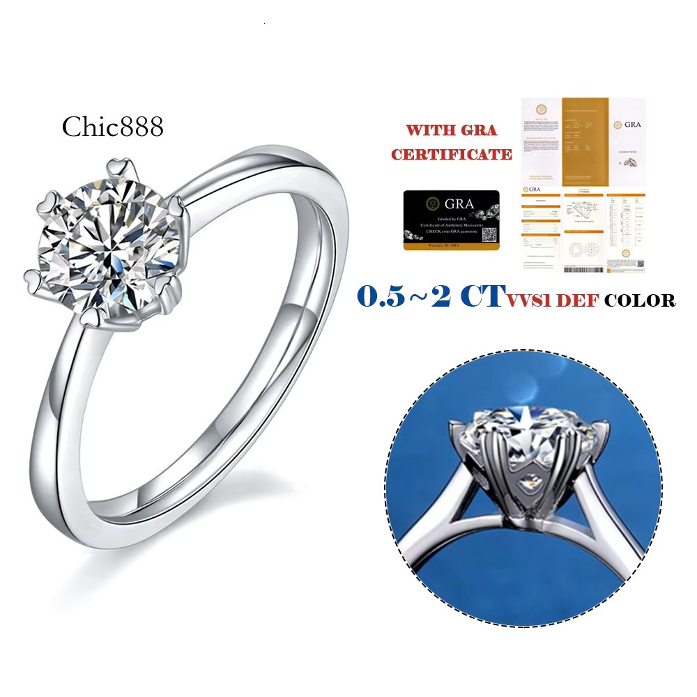 Hot Sale Multi Size Wedding Engagement Ring Moissanite Sterg Sier Jewelry Rings for Women Girls