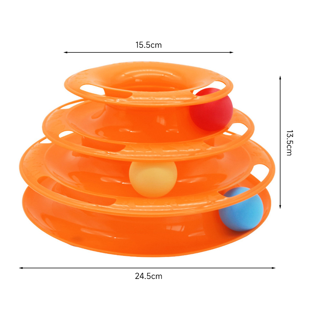 Cat Toy Tower Three-layer Cat Turntable with Ball Interactive Turntable Roller Balls Track Pet Toys