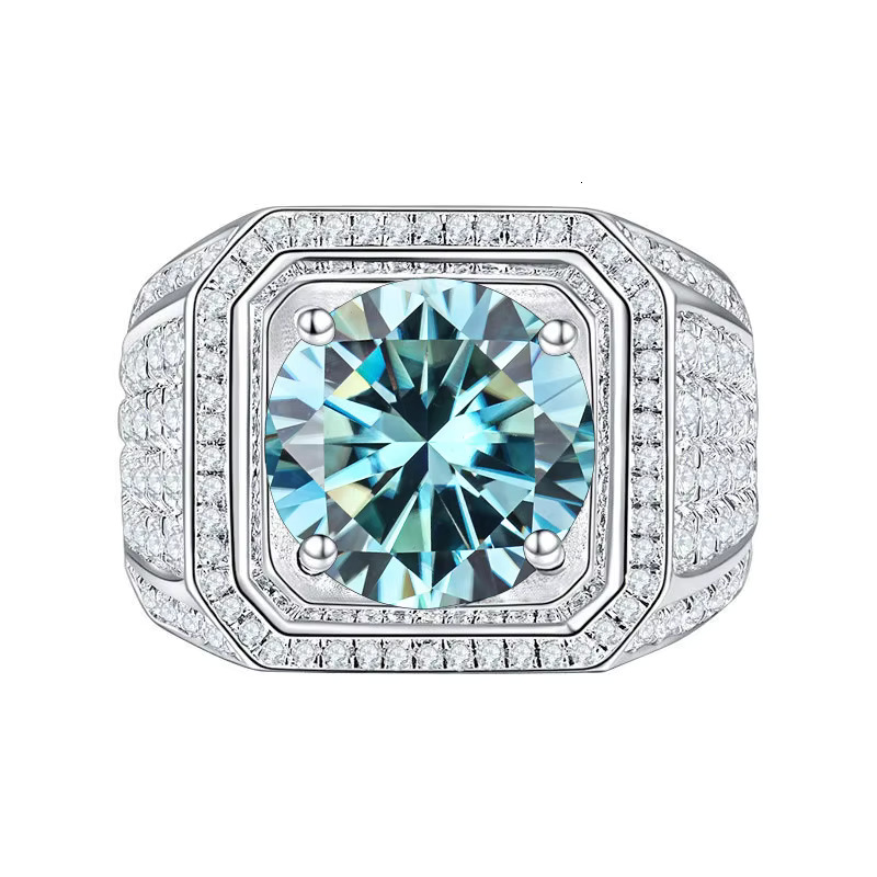 7 Factory Direct Sales Light S Sterg Sier Full Dia 1Carat Colorful Moissanite Ring for Men Fine Jewelry