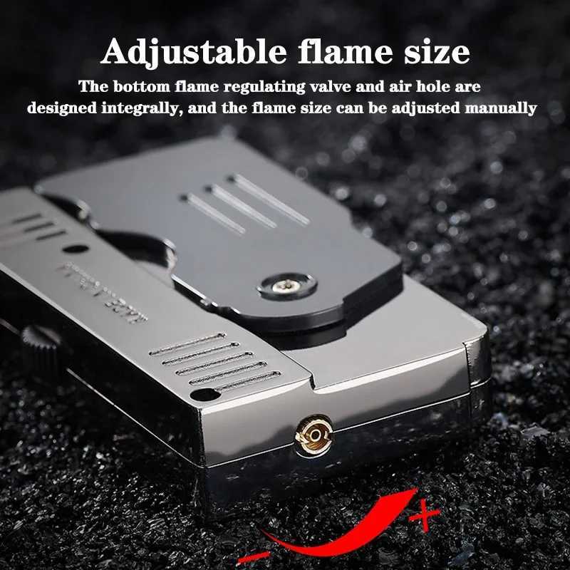 Metal Double Fire Personalized Deformable Pistol Direct Charge Plus Open Fire Lighter Spitfire Windproof Fun Lighter GiftT250301