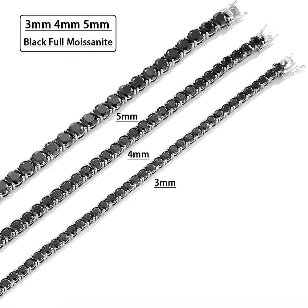 Serenity Day 3mm 4mm 5mm Black Full Moissanite Tennis Bracelet For Women S Sterg Sier Plate Pt950 Fine Jewelry Wholesale