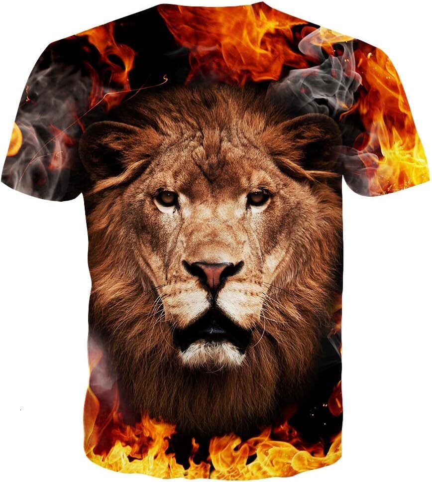 Mens T shirt Unisex Stylish 3D Printed Shirts Short Sleeve Graphic T-Shirts Tops Tees for Men Casual tops summer clothesLion pattern